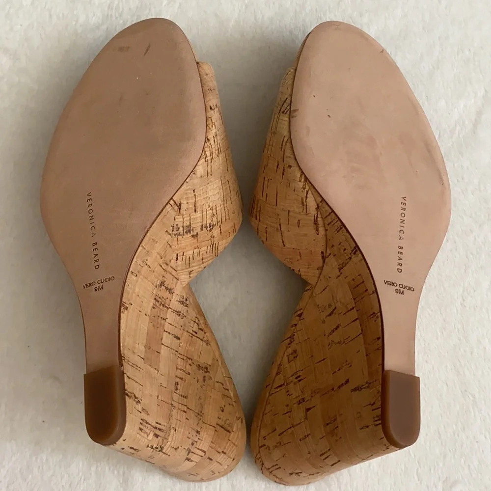 Veronica Beard | Dali Cork Slip On Wedge Heel Sandal Natural/Tan (9) - Picture 13 of 14